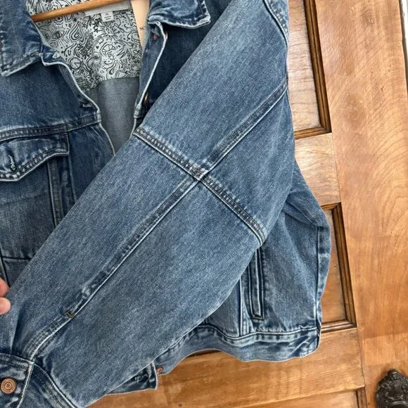 NWT! Scotch & Soda Cropped Bomber Jean Jacket - XL - Picture 3 of 8